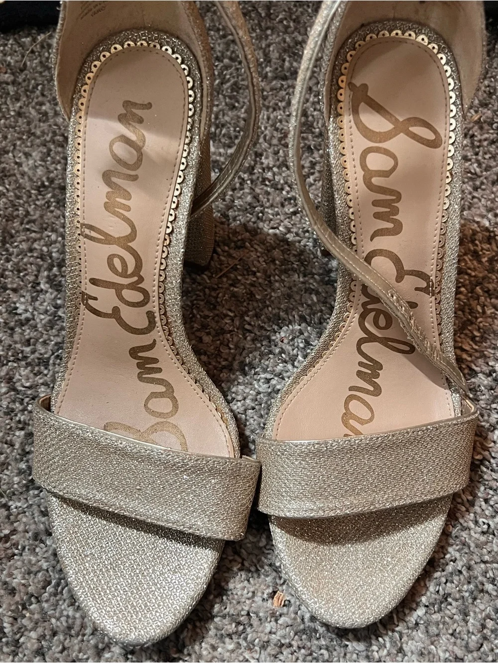 Sam Edelman Gold Glitter Cross-Strap Flat Sandals